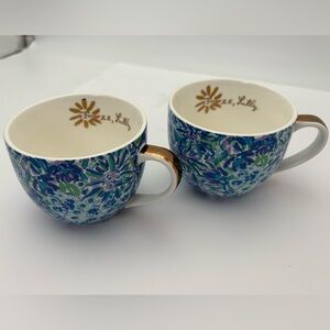 Lilly Pulitzer 12 oz Vibrant Blue Floral Pair of Tea/coffee Mugs